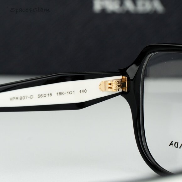 Prada Women Eyeglasses Black Demo Square Oversized PRB07VD 16K1O1 NEW AUTHENTIC - Picture 6 of 8